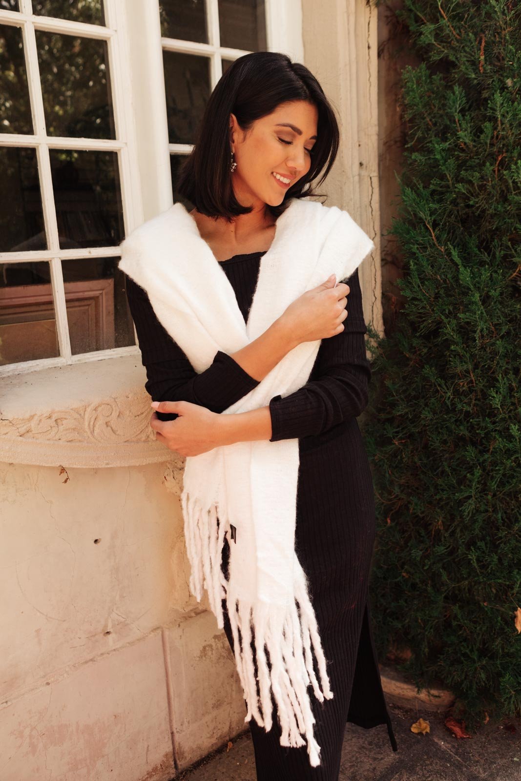 Artisan Fringe Scarf in White