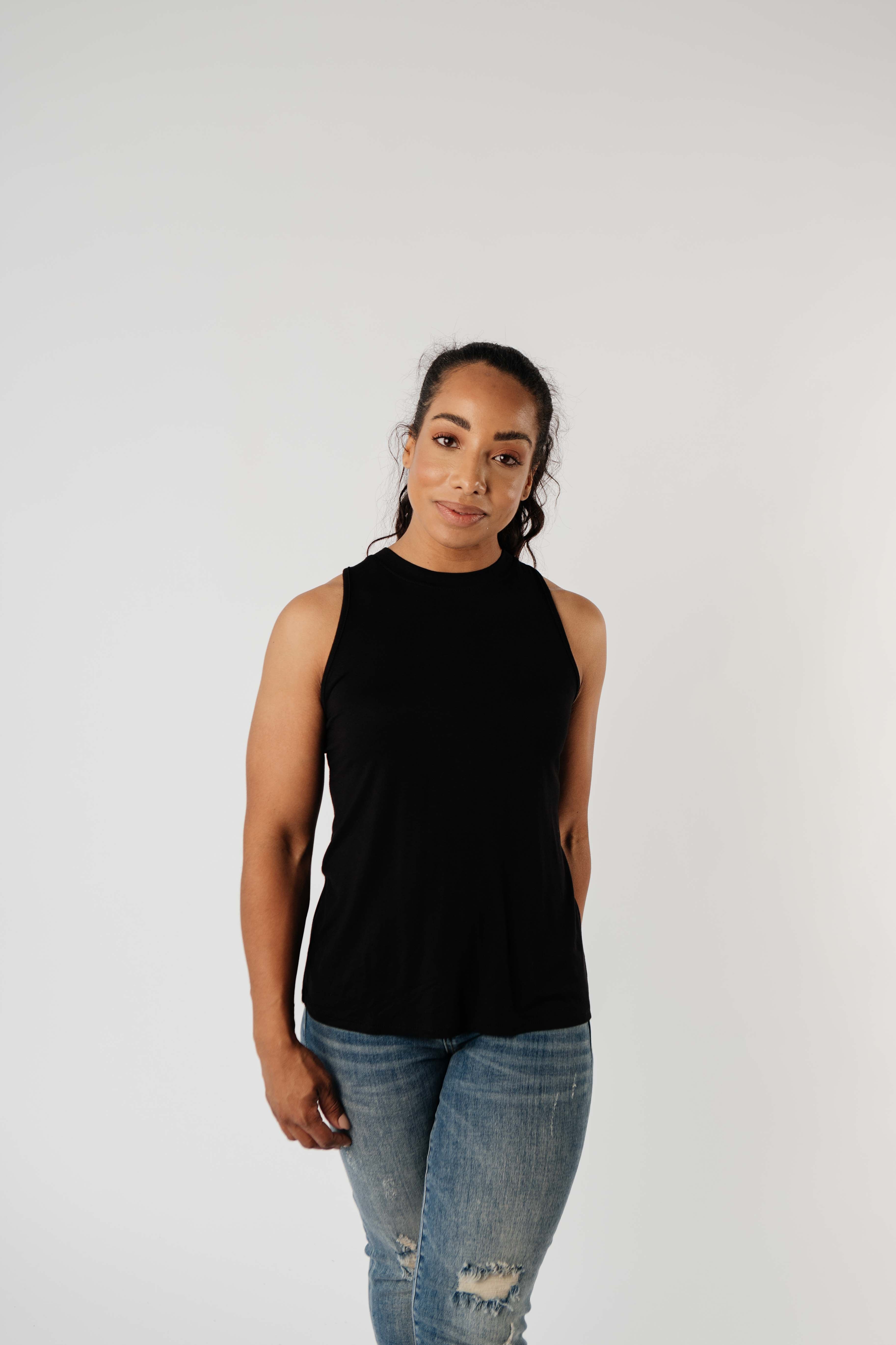 Running Behind Twist Back Tank In Black