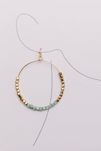 Beaded Stone Hoop Earrings