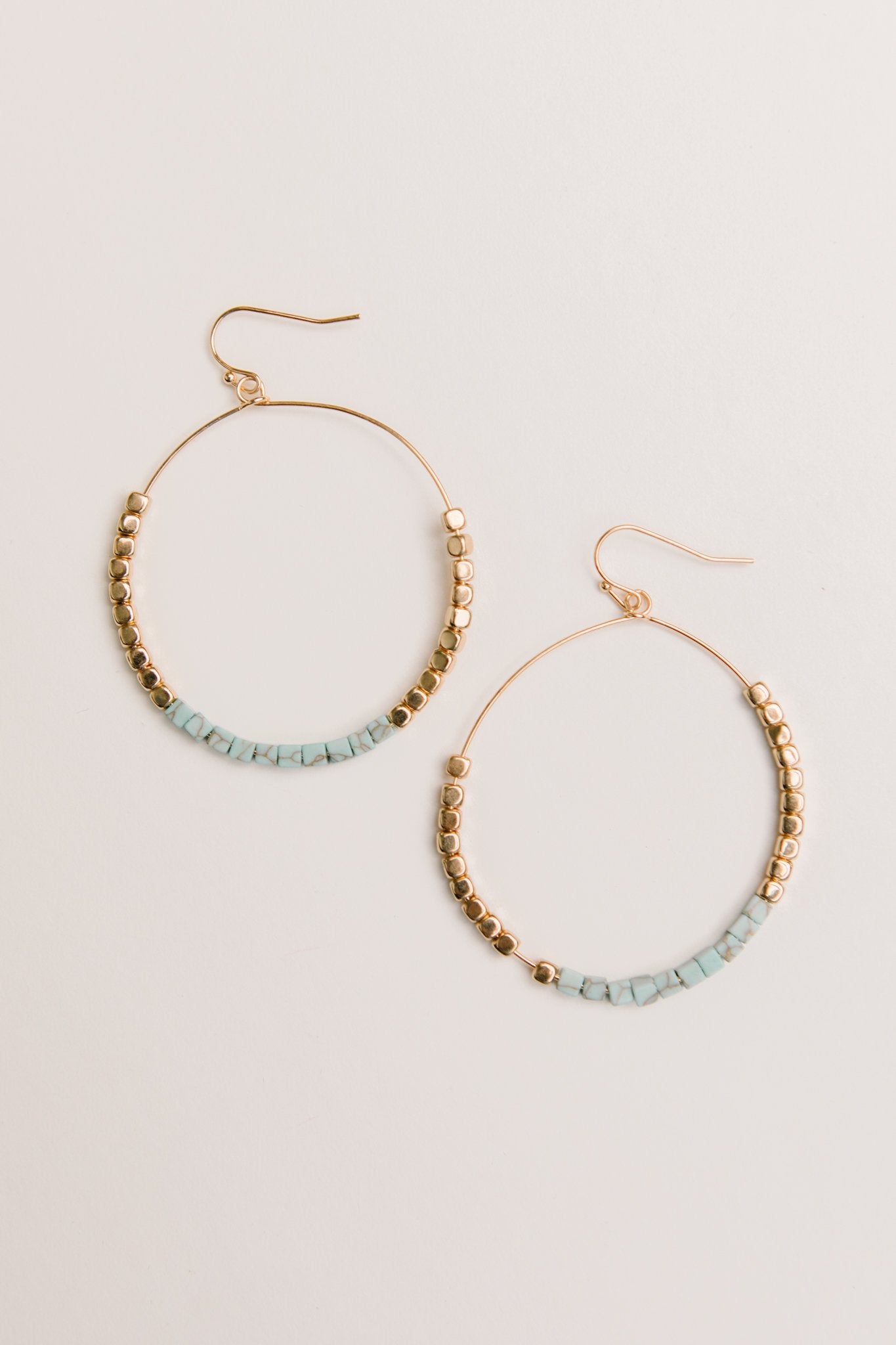 Beaded Stone Hoop Earrings