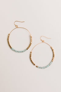 Beaded Stone Hoop Earrings