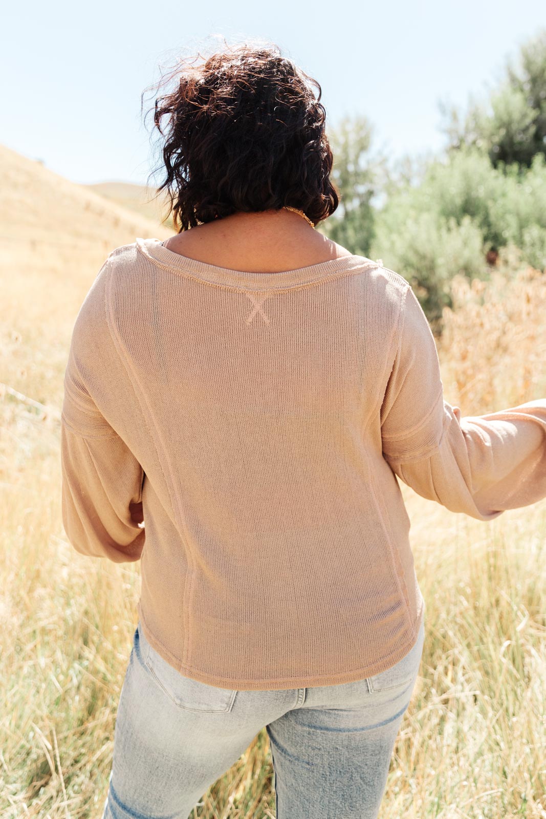 Bellissimo Draped V-Neck Sweater in Mocha