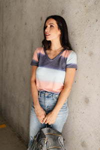 Blurred Stripes V-Neck