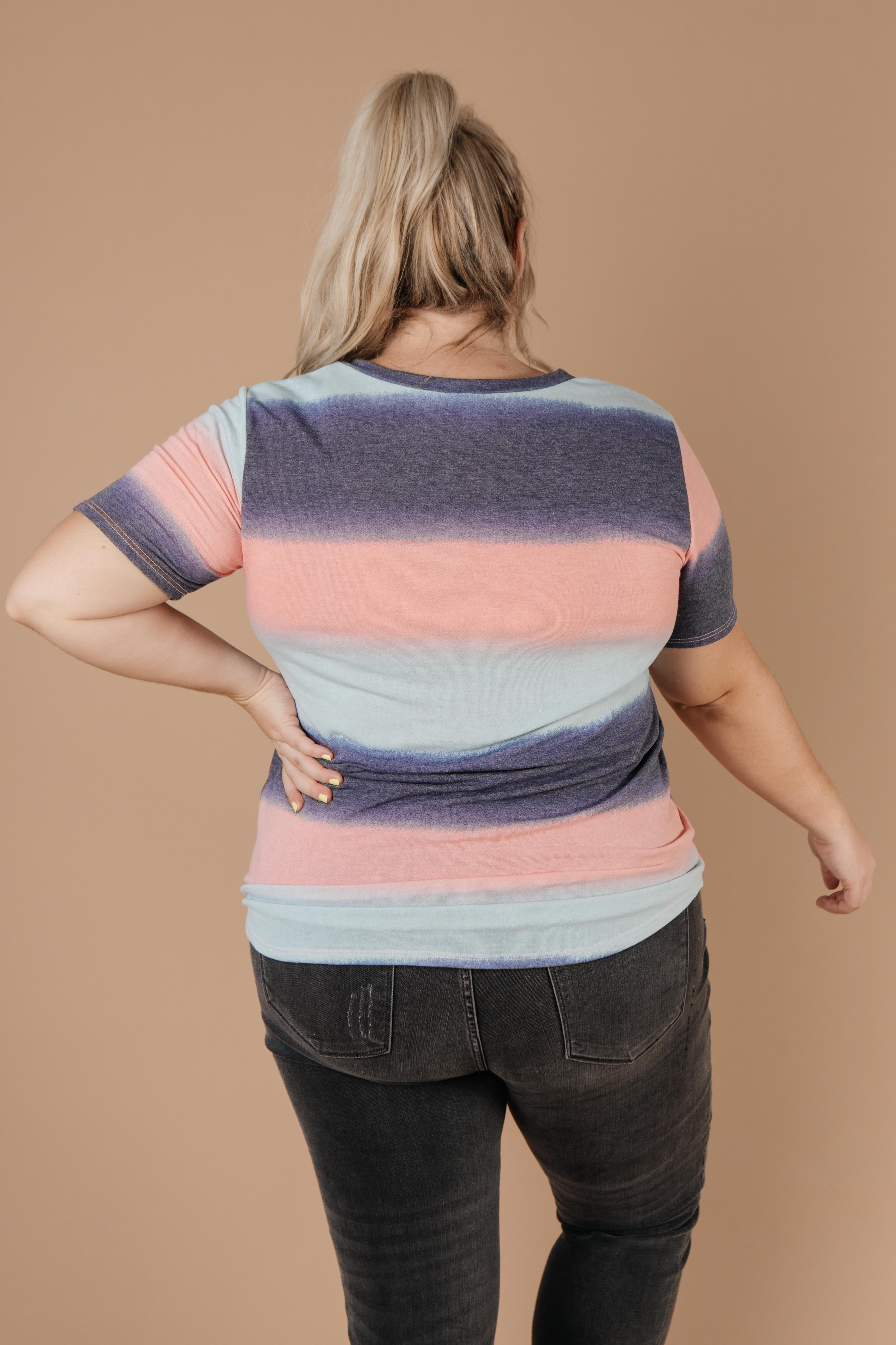 Blurred Stripes V-Neck