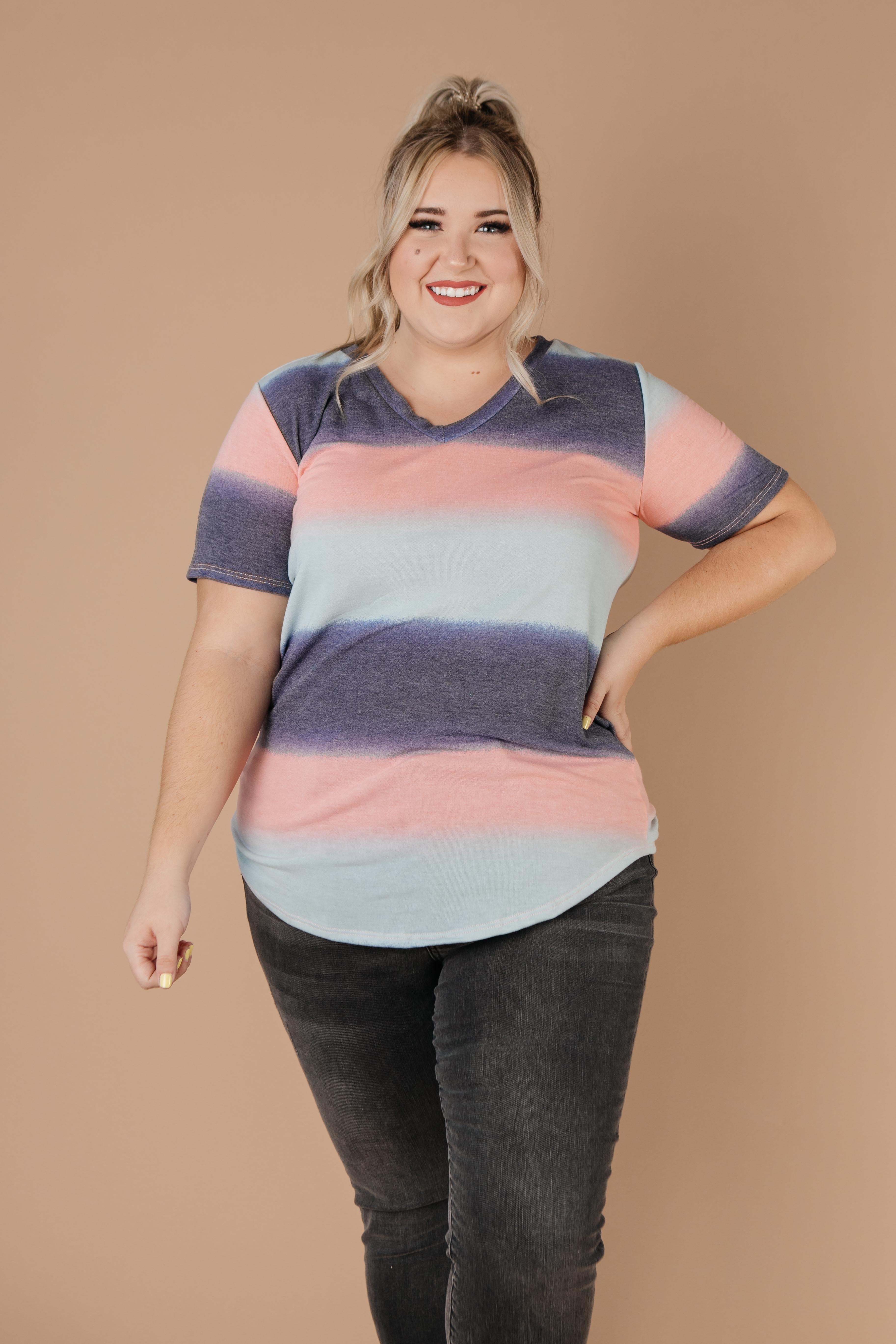 Blurred Stripes V-Neck