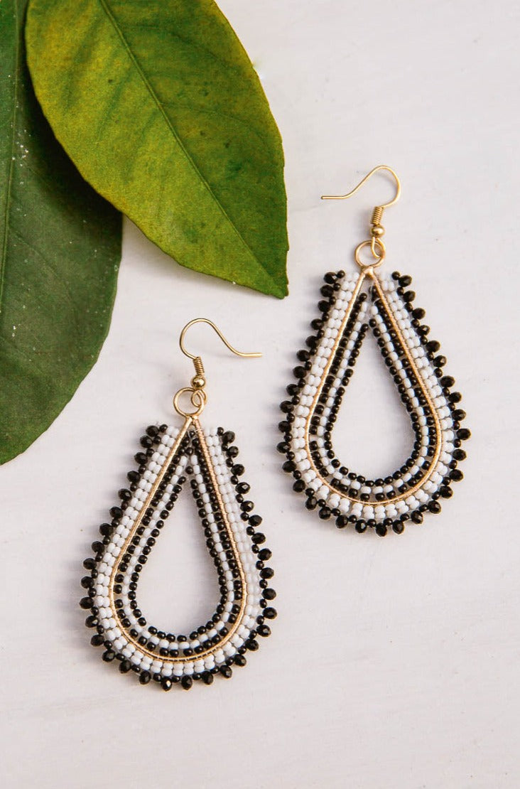 Boho Beaded Beauty Earrings In White