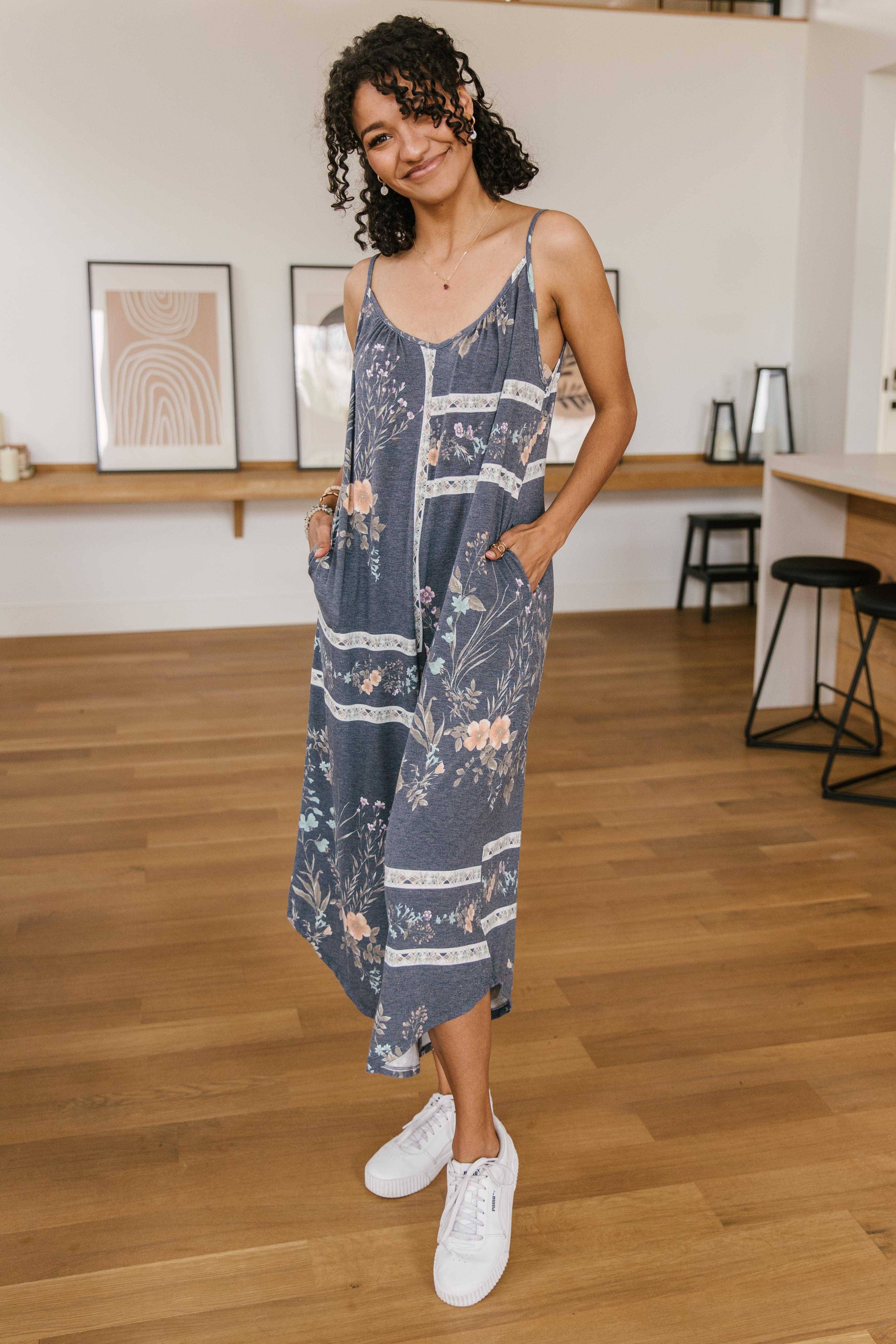 Boho Navy Floral Jumpsuit