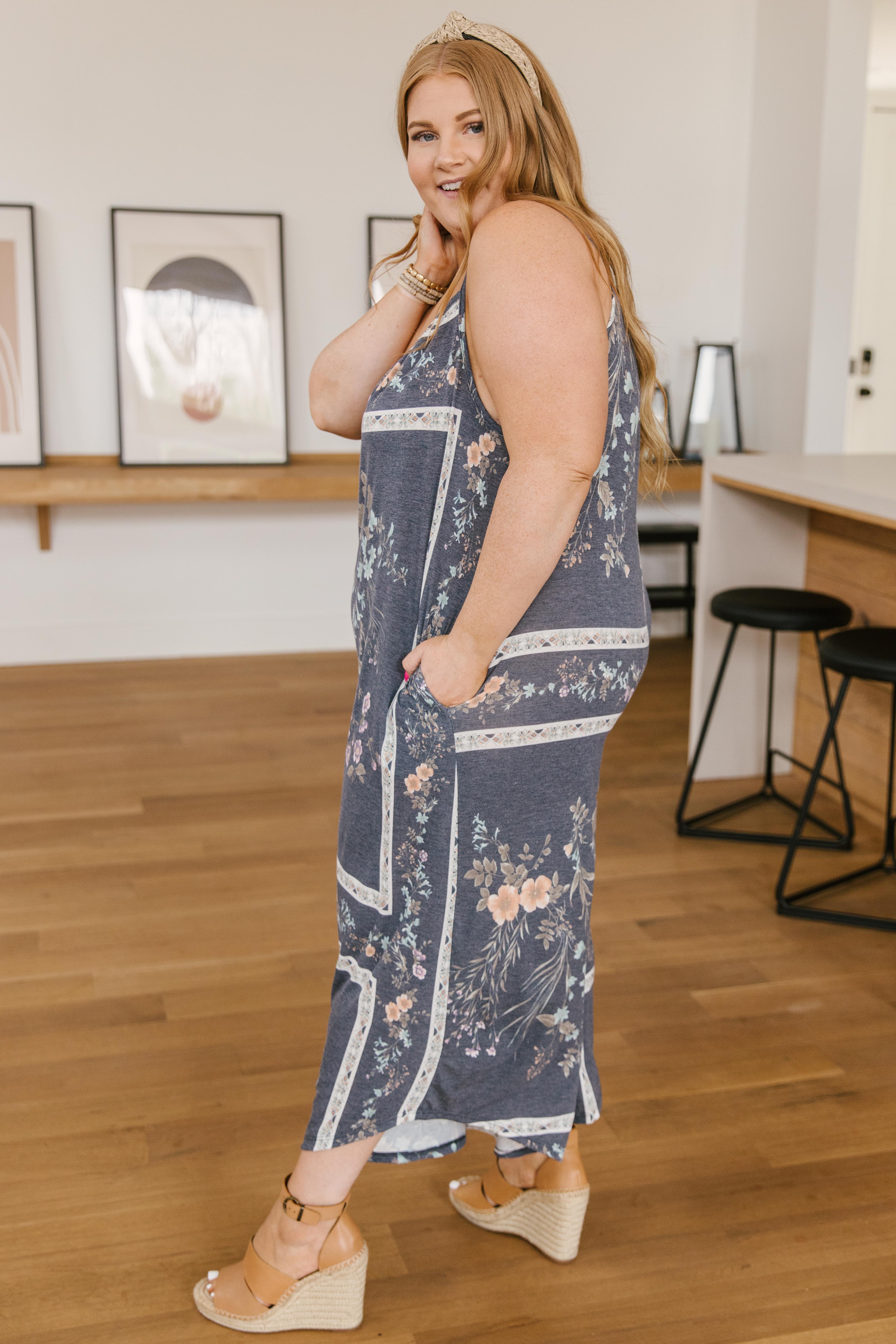 Boho Navy Floral Jumpsuit