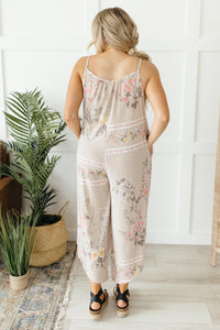 Boho Taupe Floral Jumpsuit