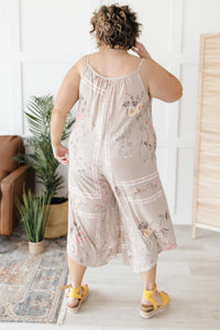 Boho Taupe Floral Jumpsuit