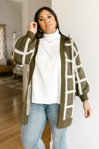 DOORBUSTER Bold Lines Cardigan in Olive