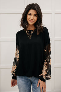 Bouquet Sleeves Top in Black