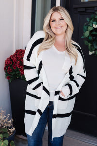 Brighter is Better Striped Cardigan in Ivory