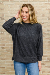 Brushed Drop Shoulder Sweater In Black