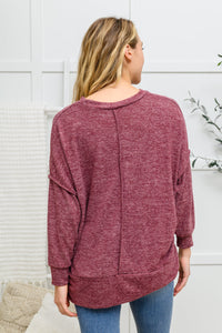 Brushed Soft Sweater In Burgundy