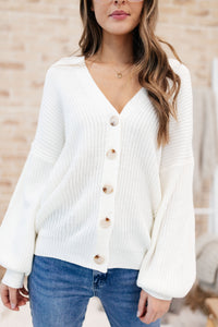 Buttoned Up Babe Sweater In Ivory