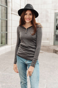 By The Fireplace Thermal Top in Charcoal