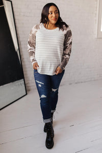 Camo & Stripes Raglan Top