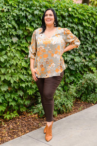 Chantry V Neck Floral Blouse in Sage