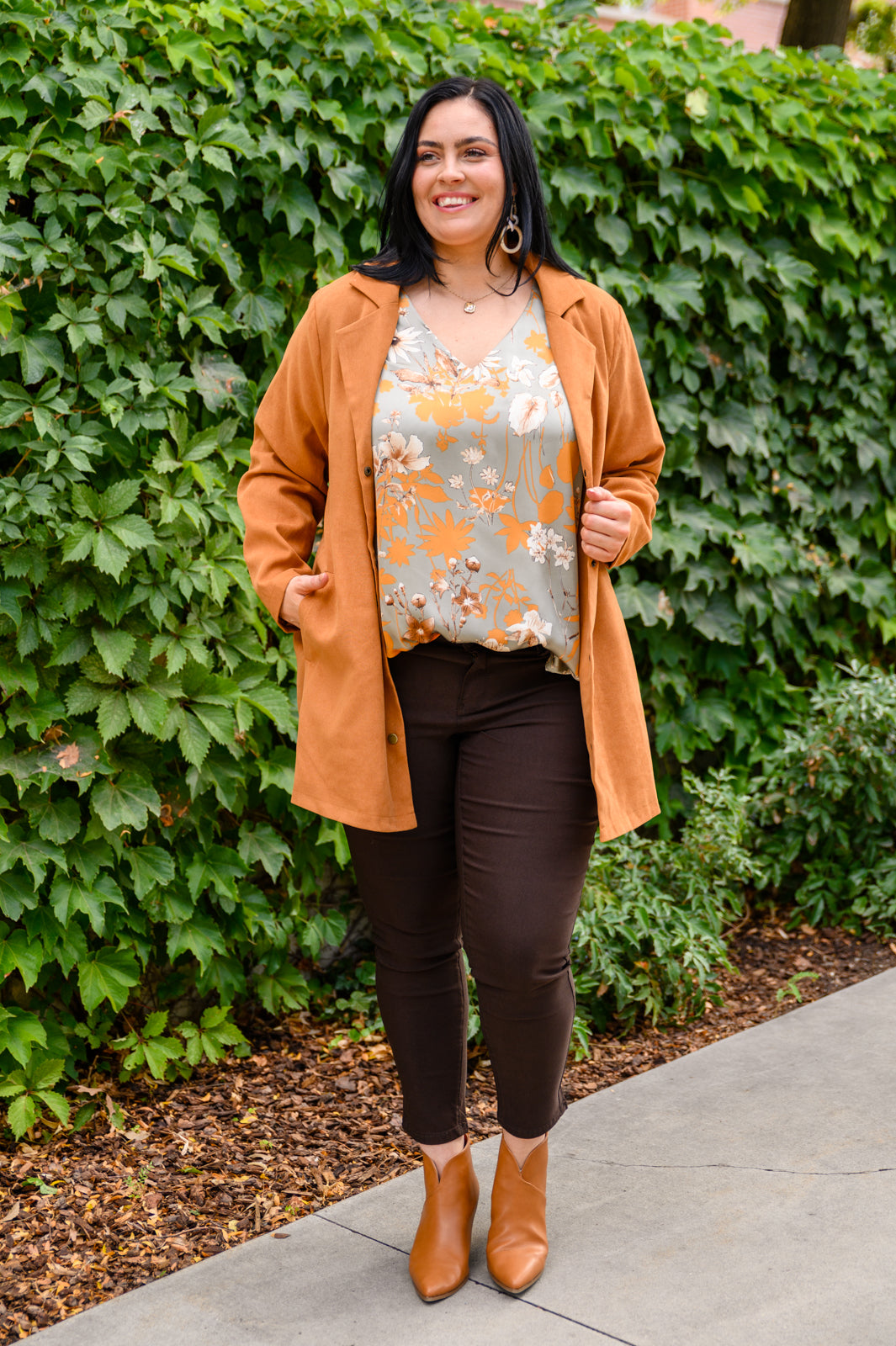 Chantry V Neck Floral Blouse in Sage