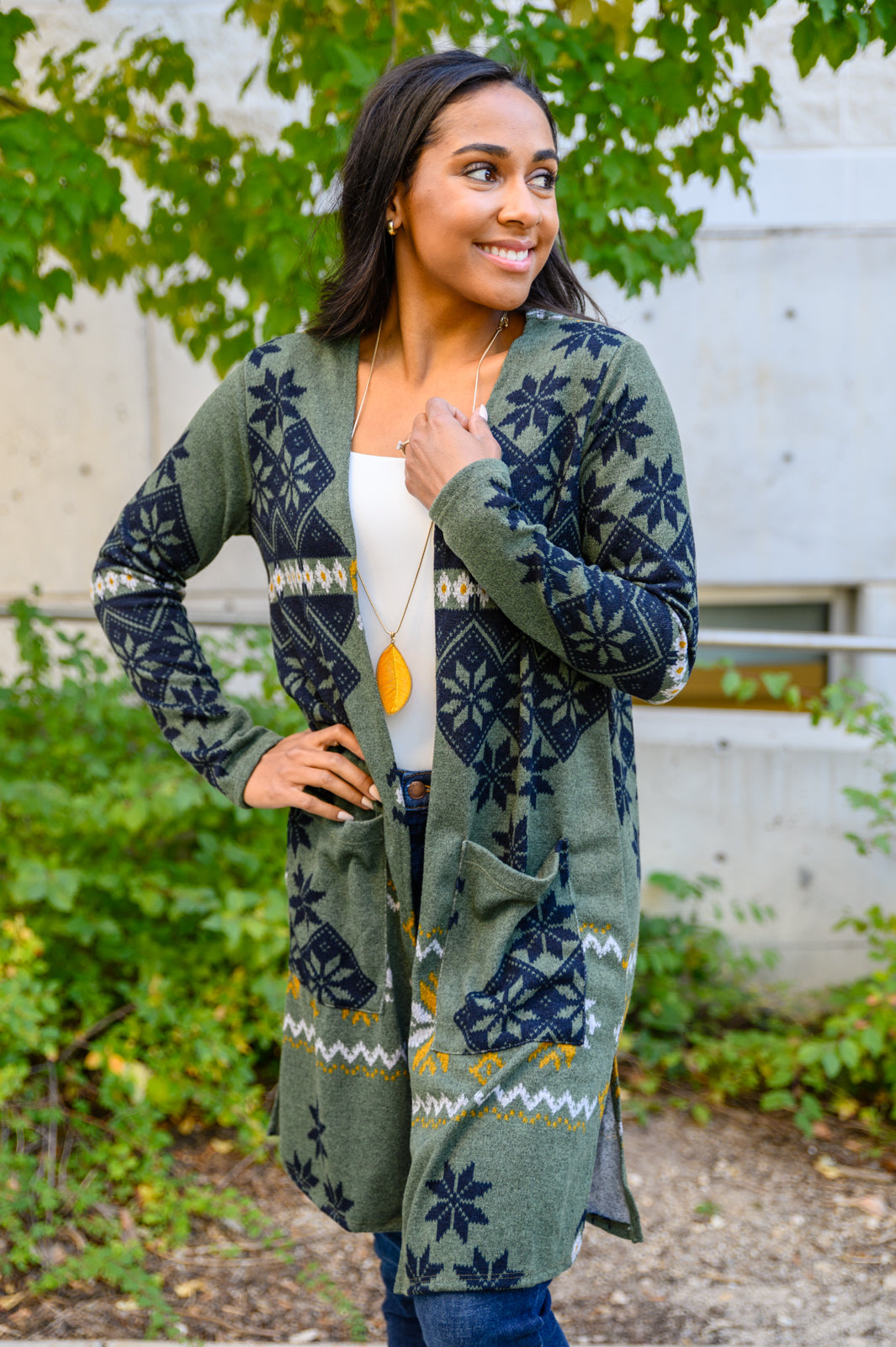 Christmas Night Cardigan in Olive