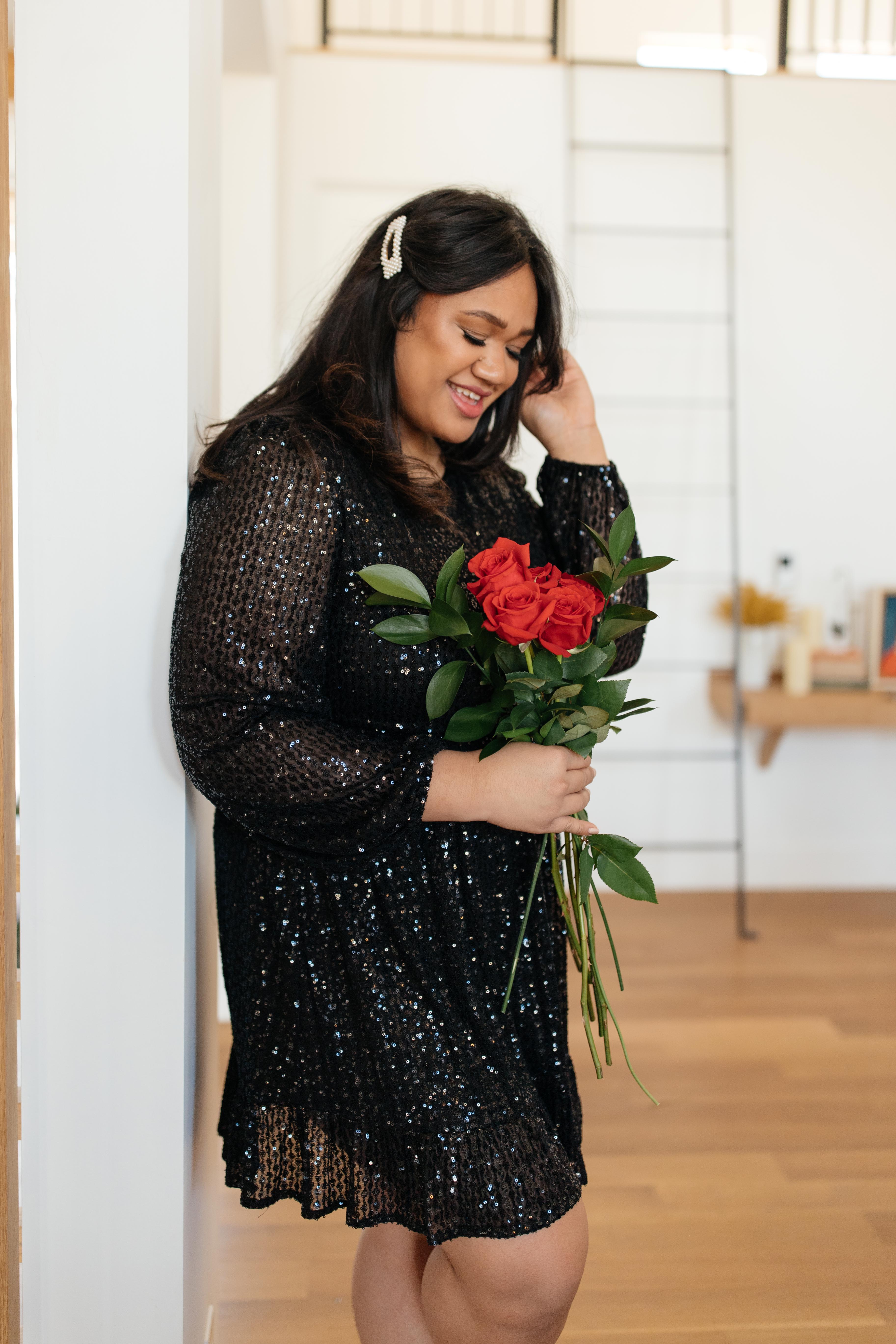 Mia Sequin Dress in Black