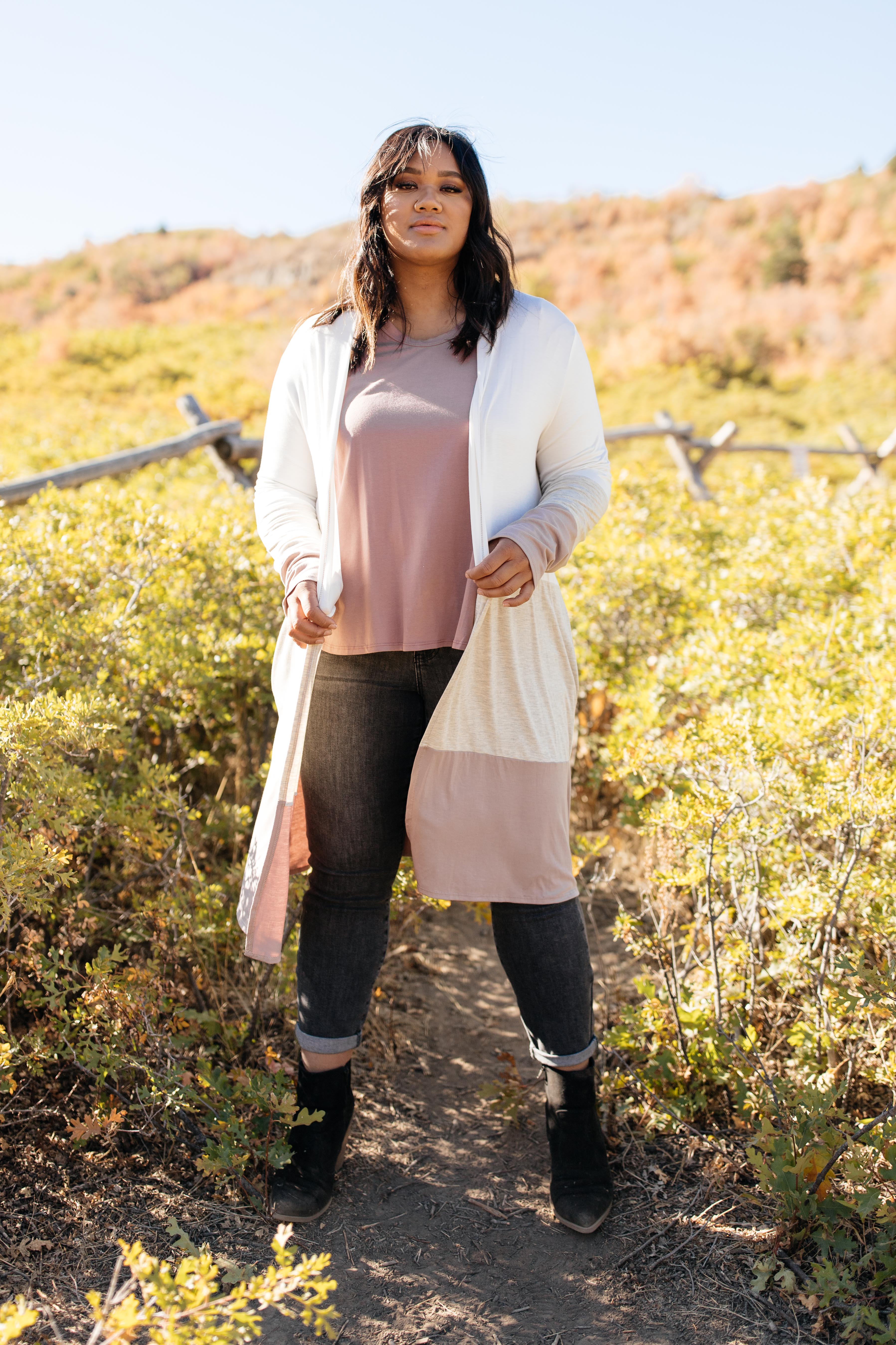 DOORBUSTER Clarissa Striped Cardigan in Mocha