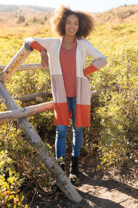 DOORBUSTER Clarissa Striped Cardigan in Paprika