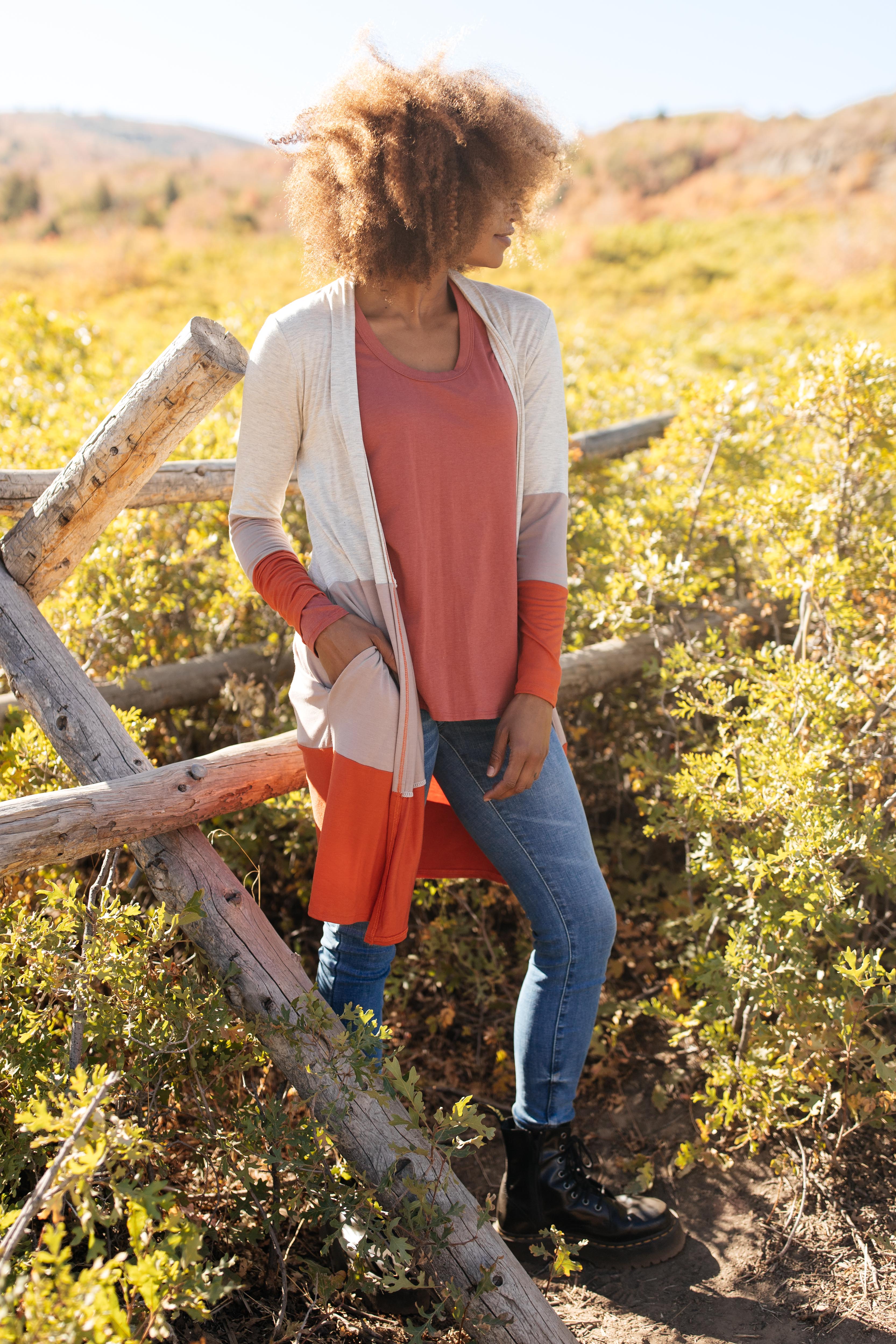 DOORBUSTER Clarissa Striped Cardigan in Paprika