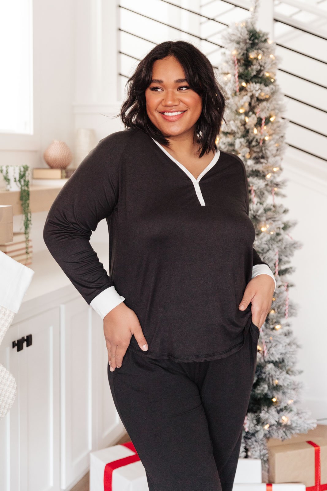 DOORBUSTER Classic & Cozy Pajama Top in Black