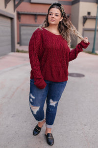 Cozy Cropped Sweater in Cranberry