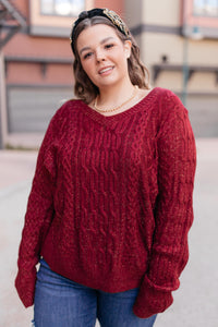 Cozy Cropped Sweater in Cranberry