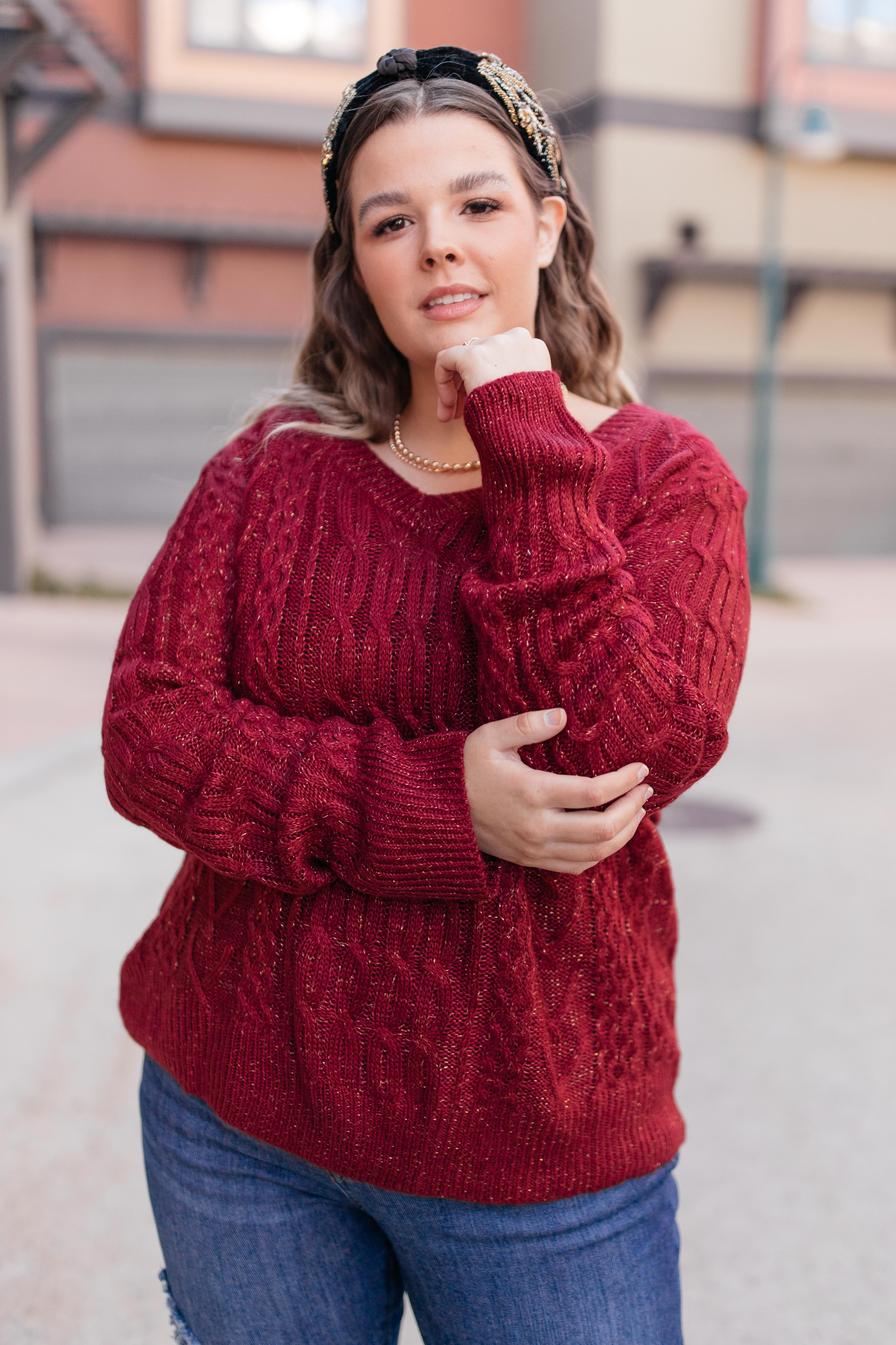 Cozy Cropped Sweater in Cranberry