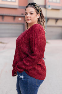 Cozy Cropped Sweater in Cranberry