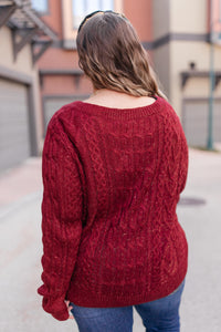 Cozy Cropped Sweater in Cranberry