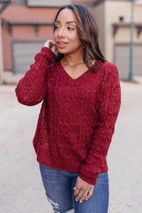 Cozy Cropped Sweater in Cranberry