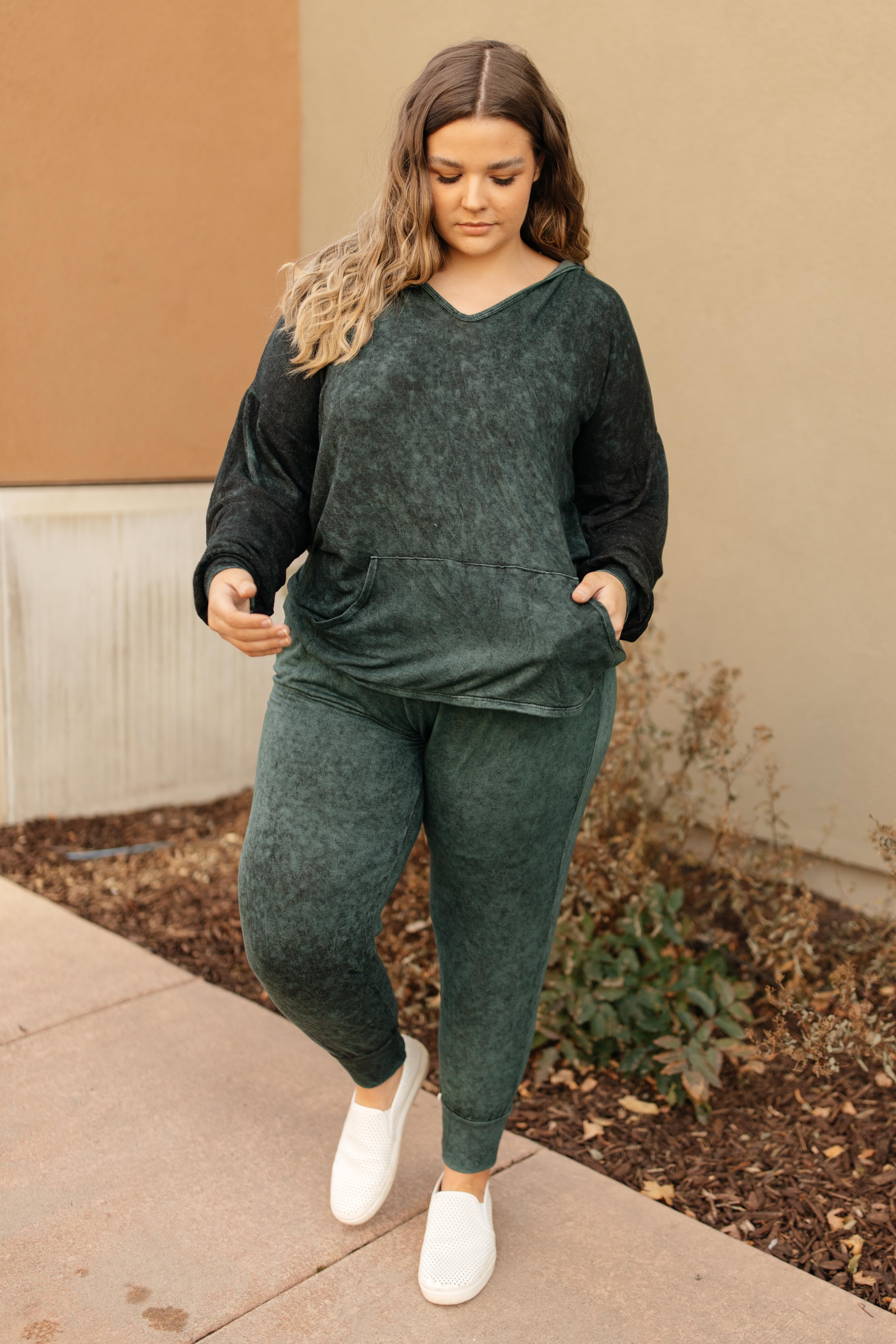 A Cozy Hooded Top in Hunter Green