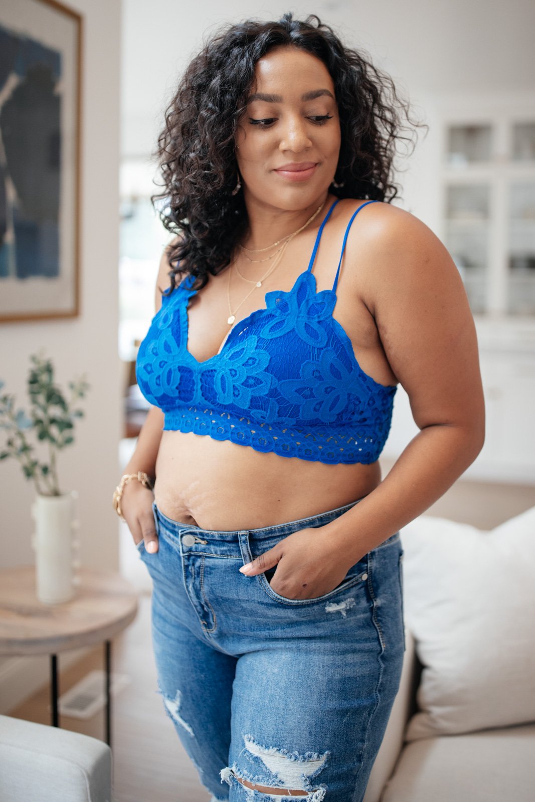 Daydream Lace Bralette in Cerulean Blue