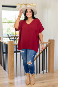 Delightful Days Dolman Sleeve Top In Burgundy