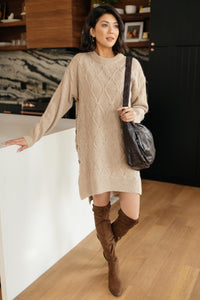 DOORBUSTER Diamond Details Sweater Dress/Tunic in Beige