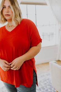 Easy Mornings V-Neck T-Shirt In Red