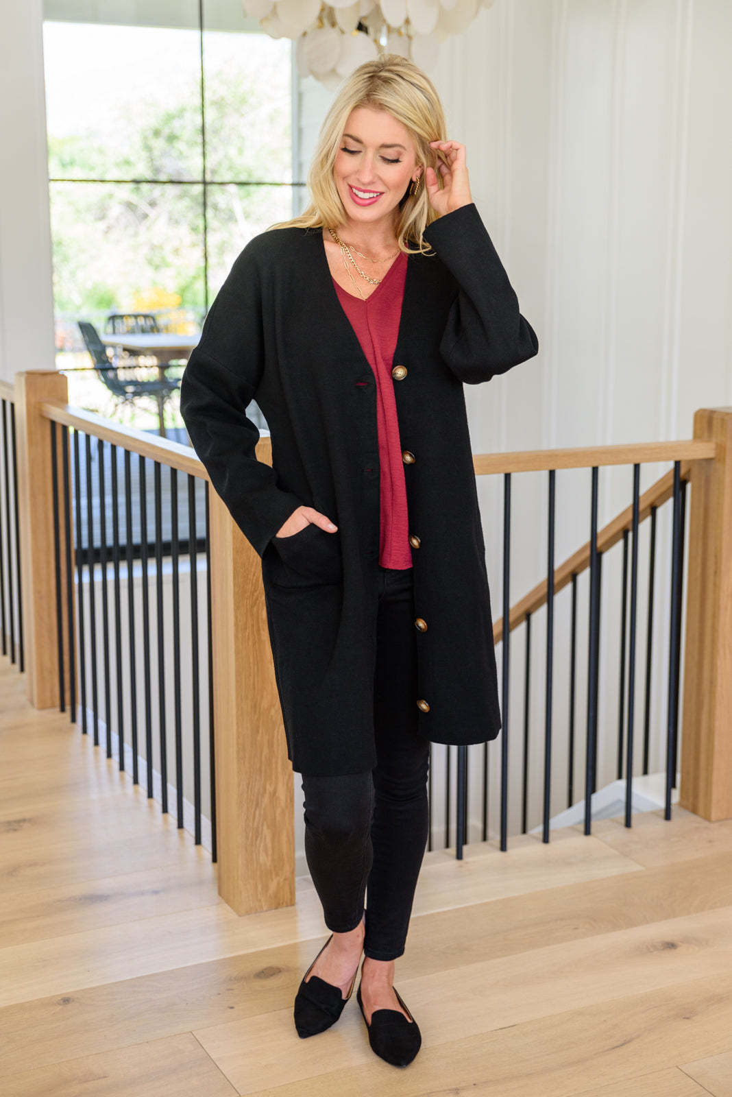 Editor Soft Trench Cardi in Black