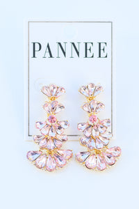 Ella Smoky Crystal Drop Earrings in Light Pink