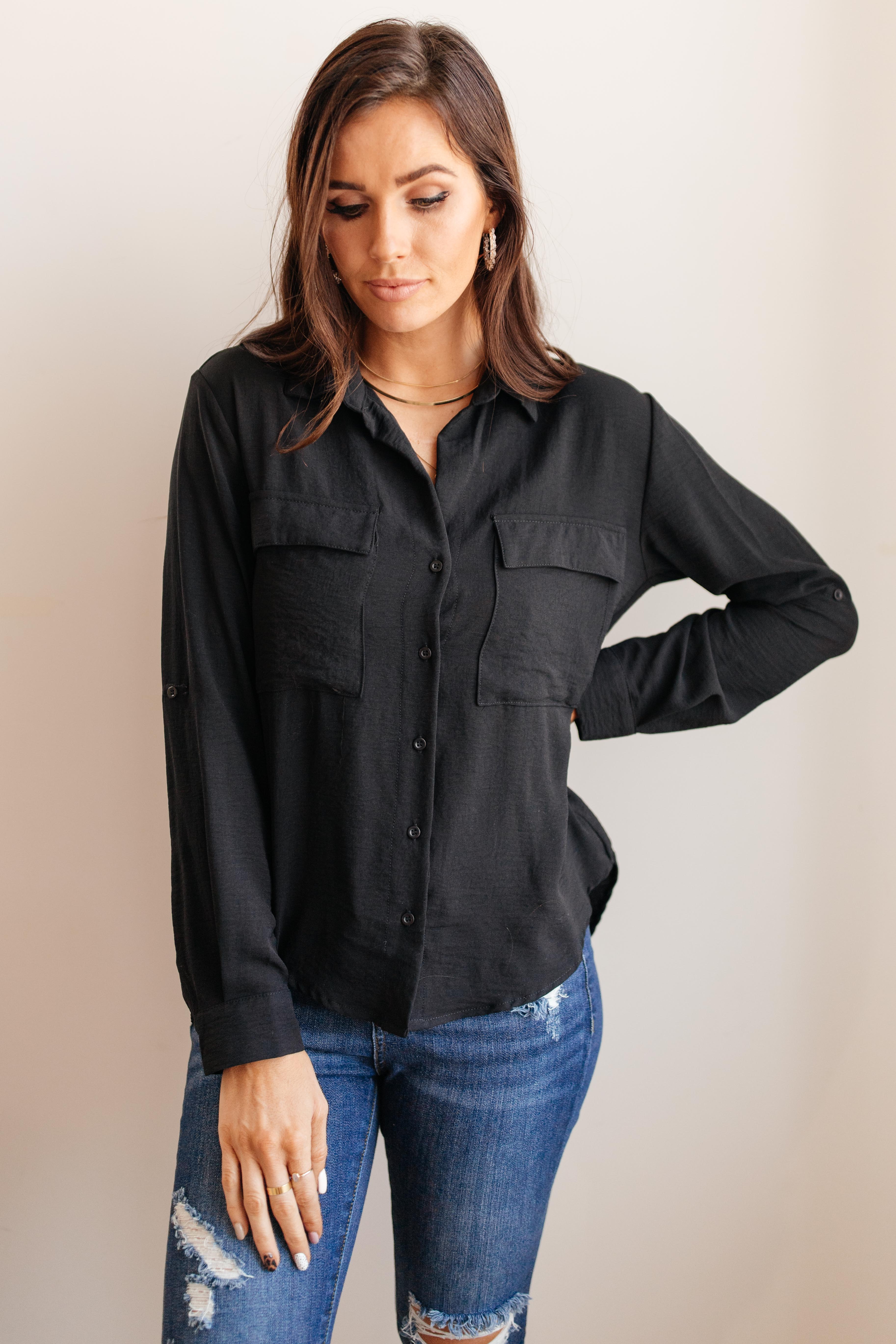 DOORBUSTER Every Girl's Go To Black Button Down