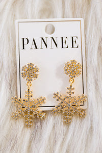 Falling Snowflake Earrings In Gold