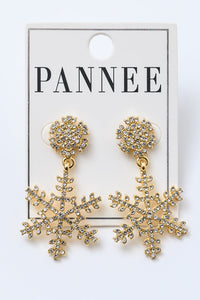 Falling Snowflake Earrings In Gold