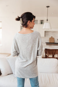 Feeling Cozy Top In Heather Gray