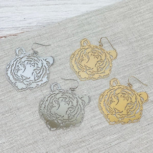 PREORDER: Filigree Tiger Dangle Earrings in Two Colors