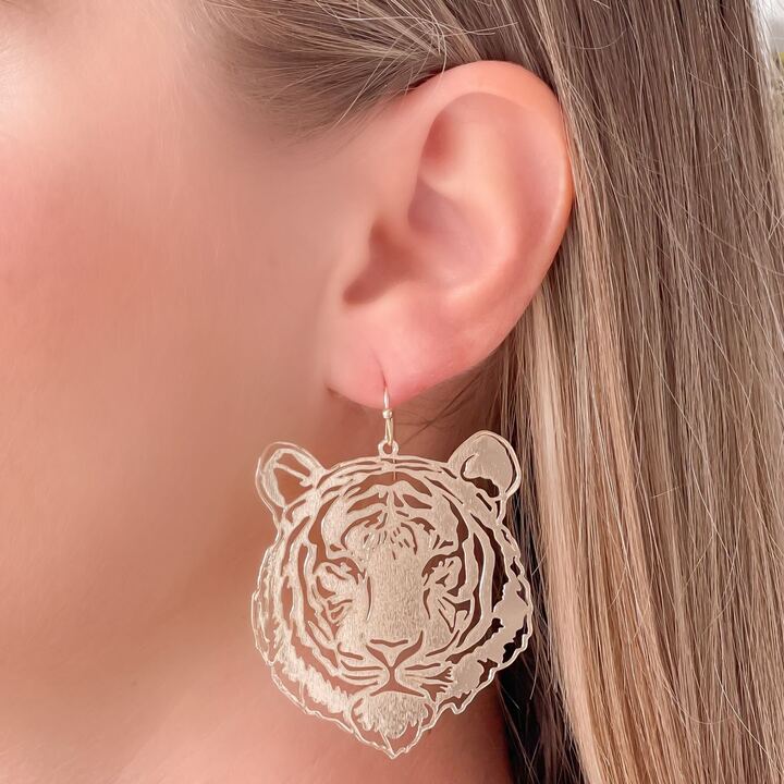 PREORDER: Filigree Tiger Dangle Earrings in Two Colors