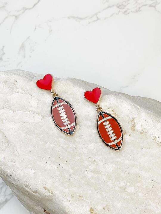 PREORDER: Heart Post Sports Enamel Dangle Earrings in Assorted Styles